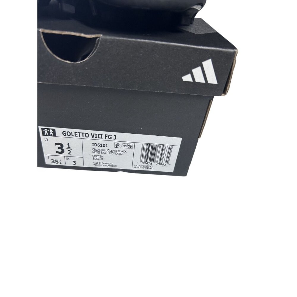 Adidas Golettoviii FG J Soccer Cleats‎ Youth Size 3.5 Black/Green NEW - Picture 8 of 9